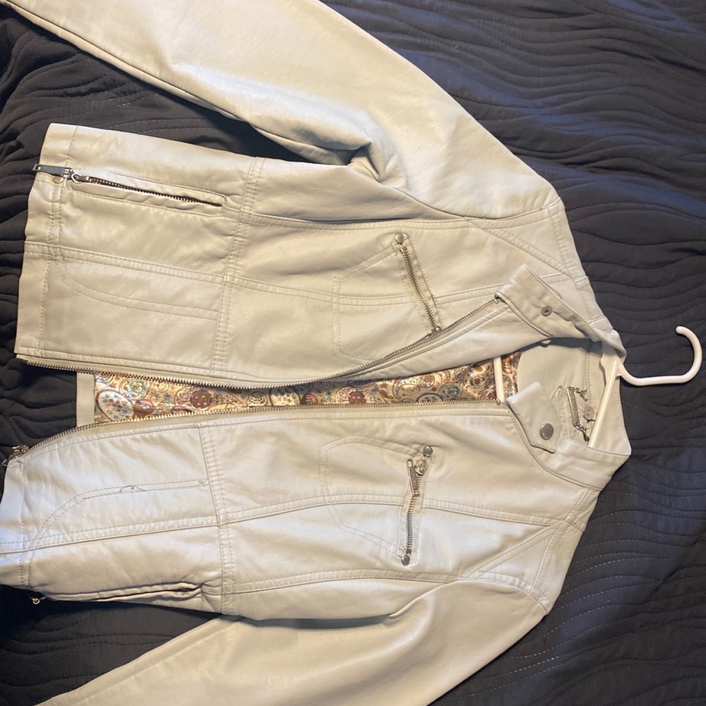 Light blue leather jacket